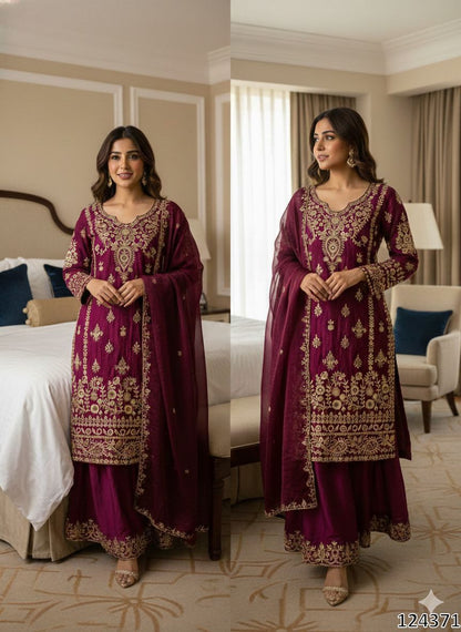&nbsp;Eid Exclusive Designer Top–Plazzo–Dupatta Set | Wedding Season Special