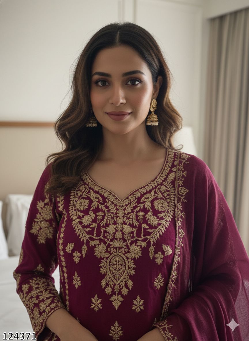 &nbsp;Eid Exclusive Designer Top–Plazzo–Dupatta Set | Wedding Season Special