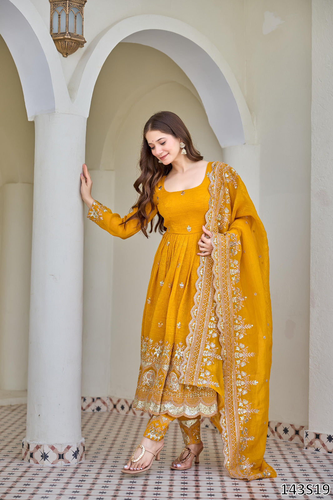 Haldi Special PREMIUM DESIGNER ANARKALI SUIT WITH PANT & DUPATTA