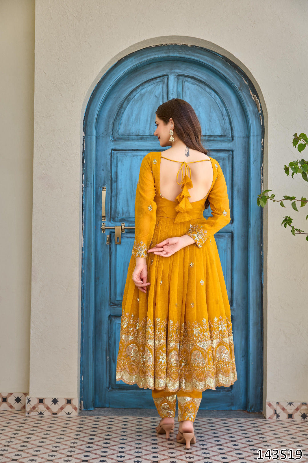 Haldi Special PREMIUM DESIGNER ANARKALI SUIT WITH PANT & DUPATTA