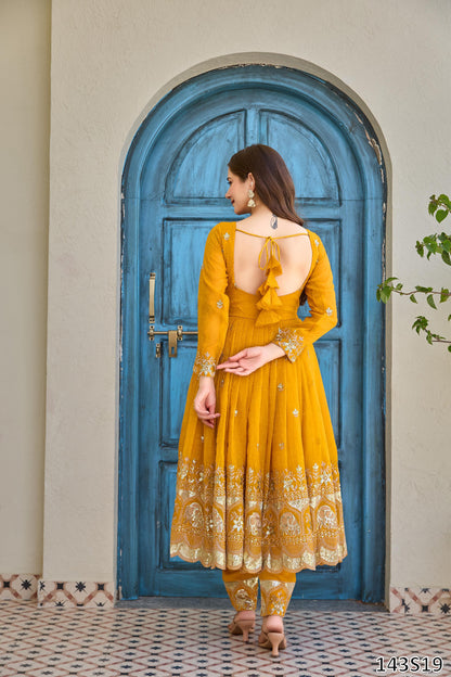 Haldi Special PREMIUM DESIGNER ANARKALI SUIT WITH PANT & DUPATTA