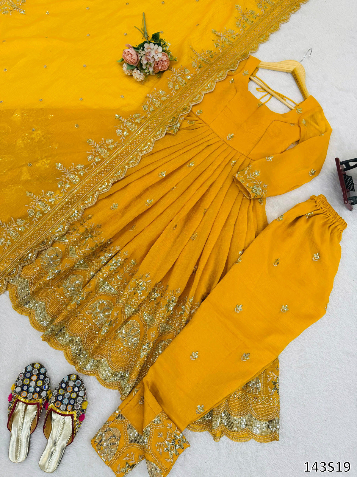 Haldi Special PREMIUM DESIGNER ANARKALI SUIT WITH PANT & DUPATTA