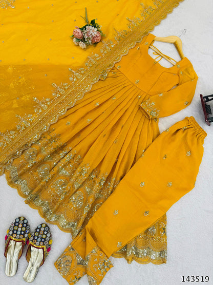 Haldi Special PREMIUM DESIGNER ANARKALI SUIT WITH PANT & DUPATTA