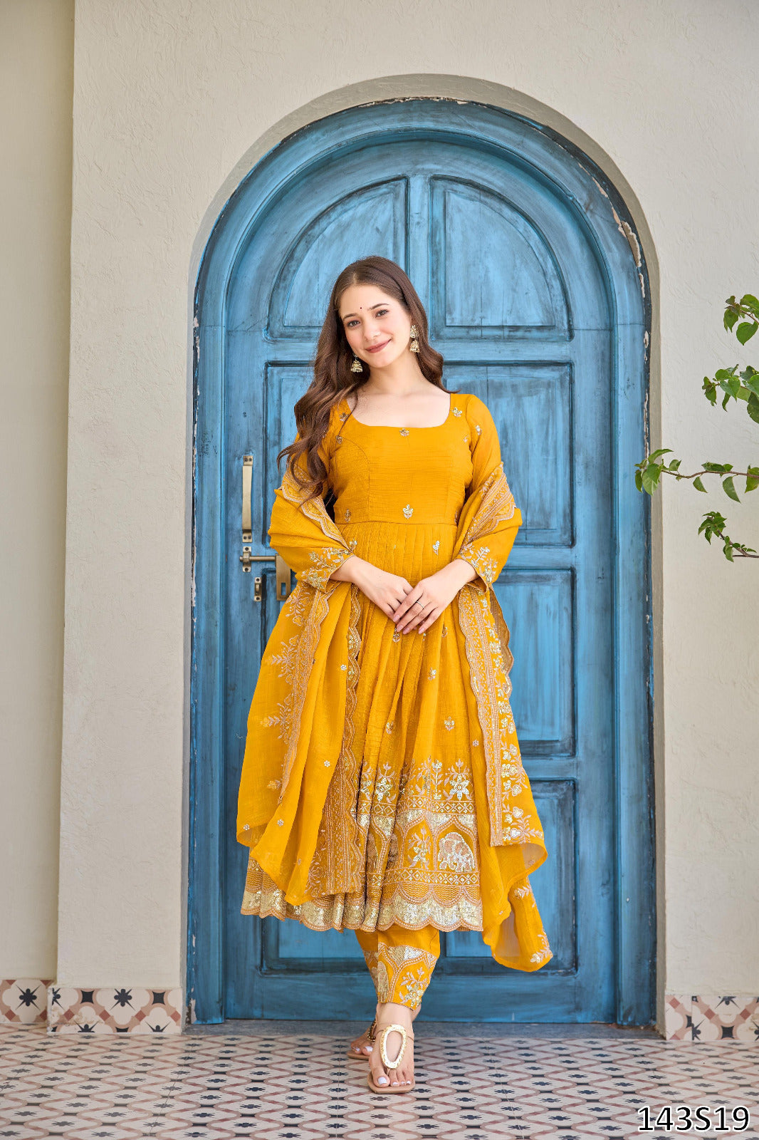 Haldi Special PREMIUM DESIGNER ANARKALI SUIT WITH PANT & DUPATTA