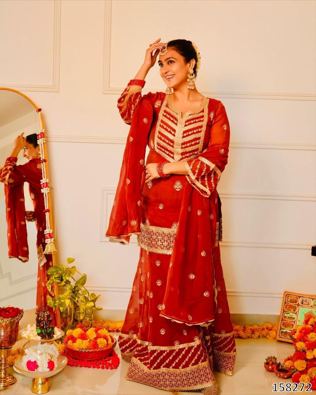 NEW DESIGNER PARTY WEAR TOP–PALAZZO–DUPATTA SET
