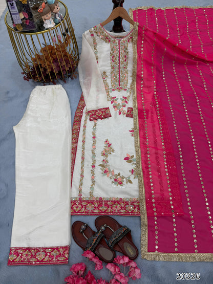 PREMIUM DESIGNER READYMADE TOP–PLAZZO–DUPATTA SET