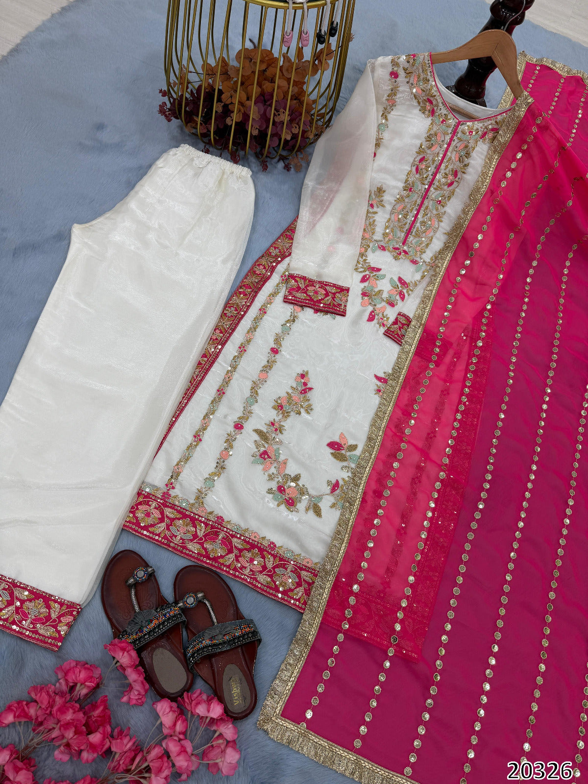 PREMIUM DESIGNER READYMADE TOP–PLAZZO–DUPATTA SET