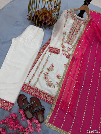 PREMIUM DESIGNER READYMADE TOP–PLAZZO–DUPATTA SET