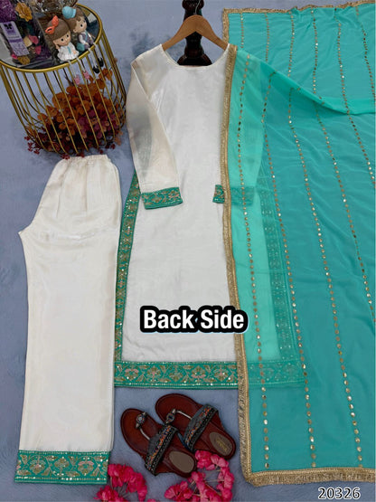 PREMIUM DESIGNER READYMADE TOP–PLAZZO–DUPATTA SET