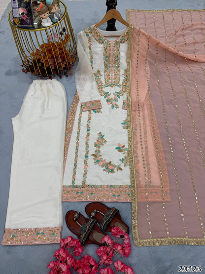 PREMIUM DESIGNER READYMADE TOP–PLAZZO–DUPATTA SET