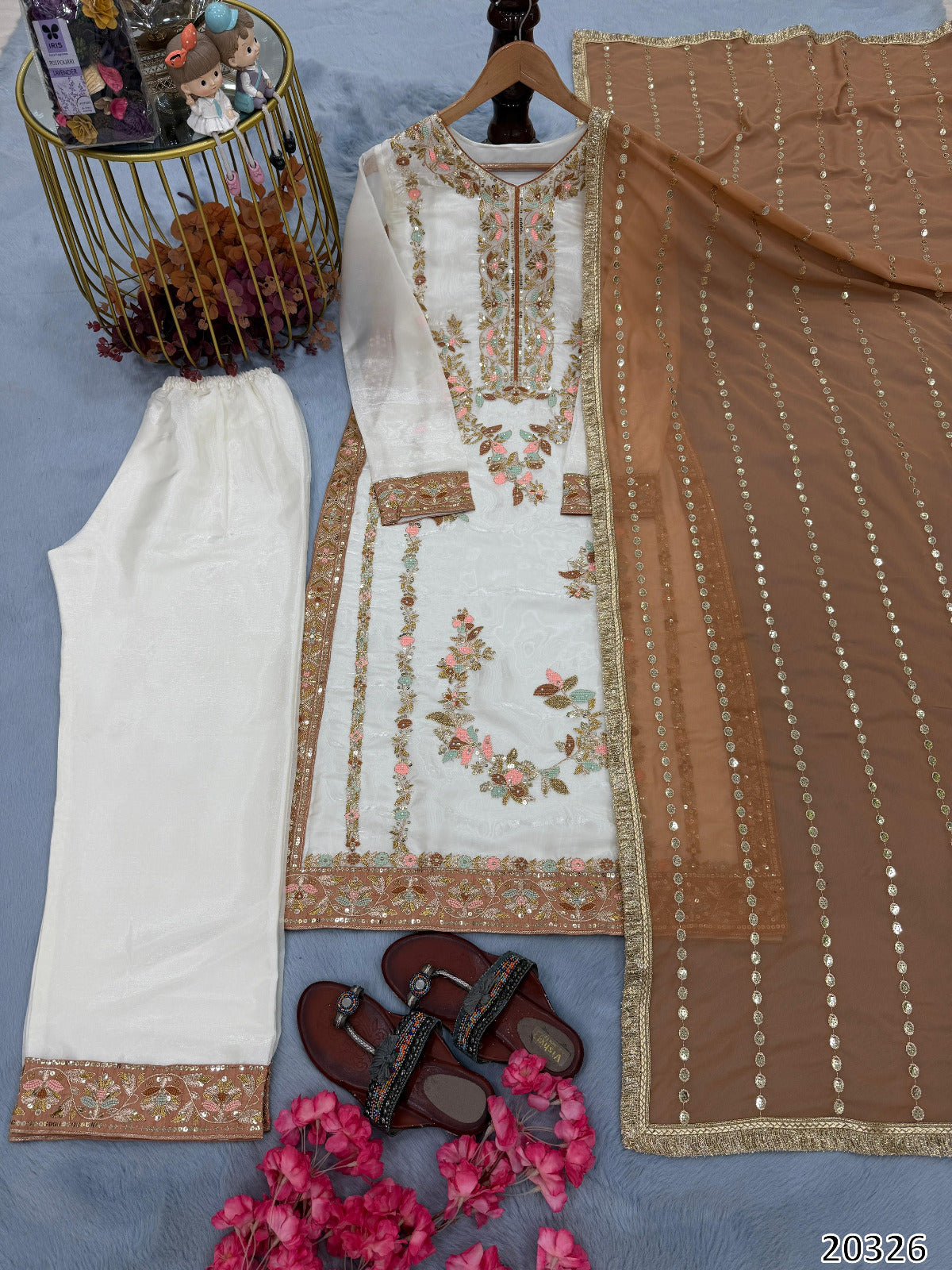 PREMIUM DESIGNER READYMADE TOP–PLAZZO–DUPATTA SET