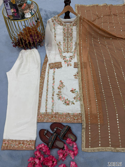 PREMIUM DESIGNER READYMADE TOP–PLAZZO–DUPATTA SET