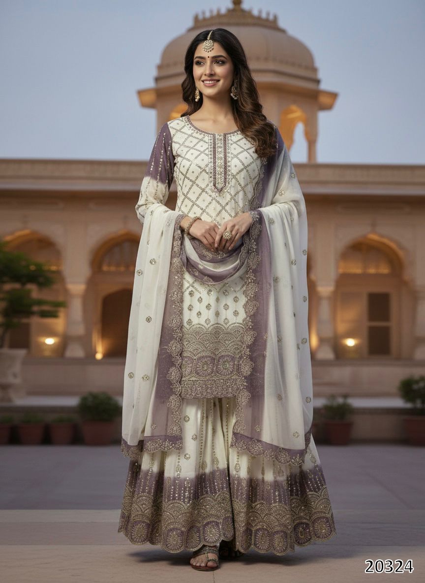 PREMIUM DESIGNER PARTY WEAR TOP–PLAZZO–DUPATTA SET