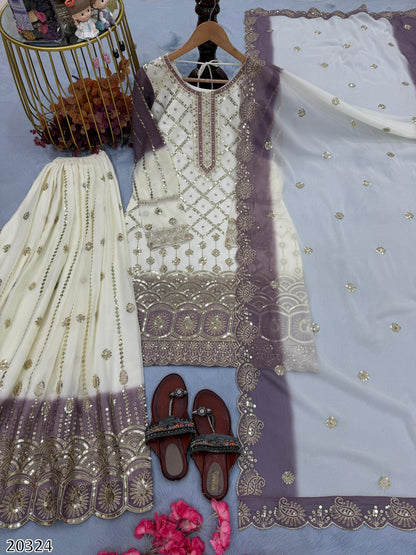 PREMIUM DESIGNER PARTY WEAR TOP–PLAZZO–DUPATTA SET