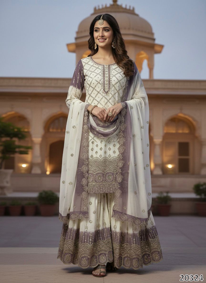 PREMIUM DESIGNER PARTY WEAR TOP–PLAZZO–DUPATTA SET