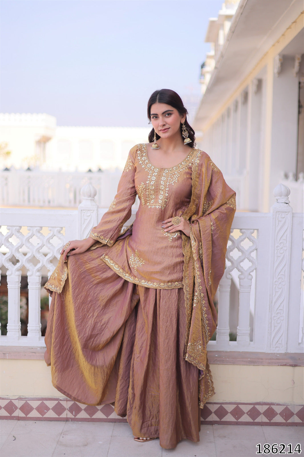 Luxury Fendi Crush Fabric | Zari & Sequins Embroidery | Elegant Festive Wear