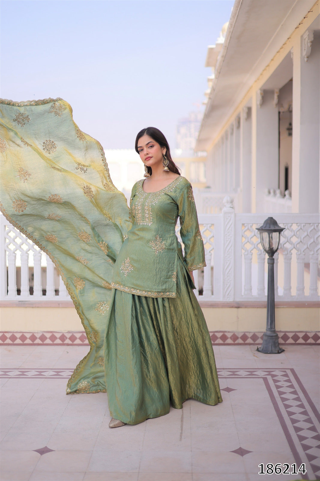 Luxury Fendi Crush Fabric | Zari & Sequins Embroidery | Elegant Festive Wear
