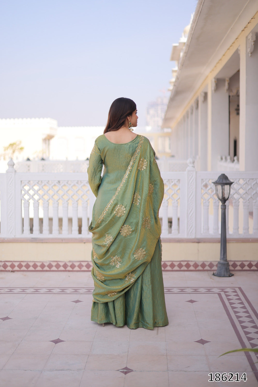 Luxury Fendi Crush Fabric | Zari & Sequins Embroidery | Elegant Festive Wear