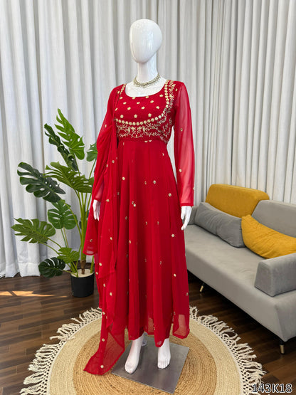 Designer Faux Georgette Suit with Pant & Dupatta