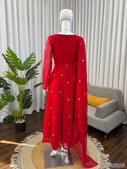 Designer Faux Georgette Suit with Pant & Dupatta