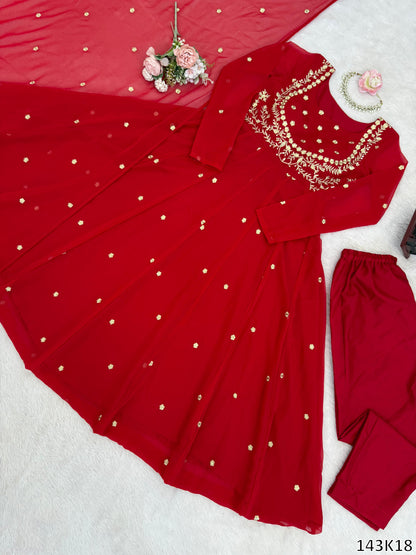 Designer Faux Georgette Suit with Pant & Dupatta