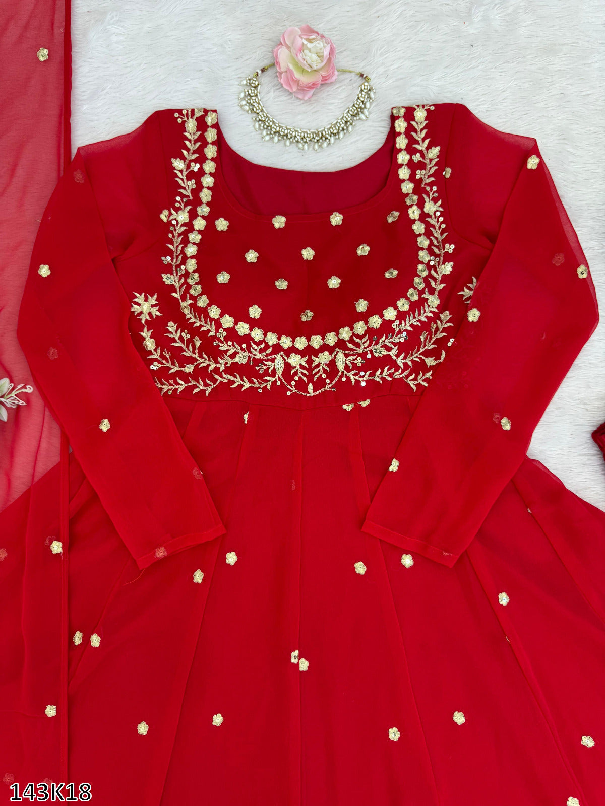 Designer Faux Georgette Suit with Pant & Dupatta