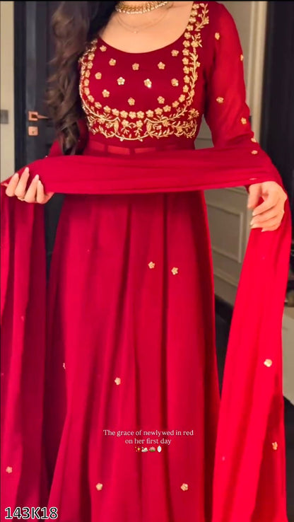 Designer Faux Georgette Suit with Pant & Dupatta