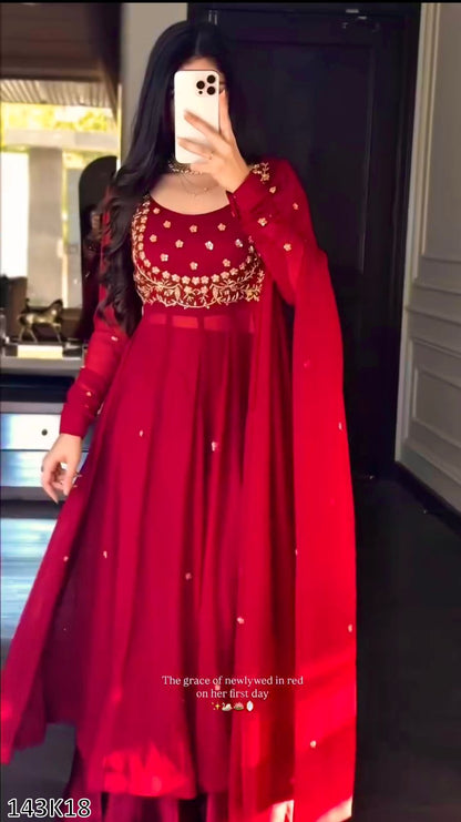 Designer Faux Georgette Suit with Pant & Dupatta
