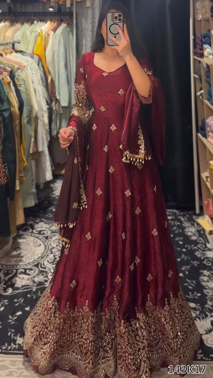 PREMIUM DESIGNER GOWN WITH PLAZZO & DUPATTA SET