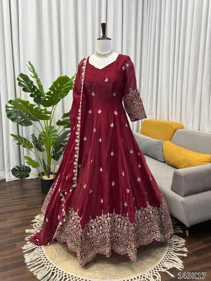 PREMIUM DESIGNER GOWN WITH PLAZZO & DUPATTA SET
