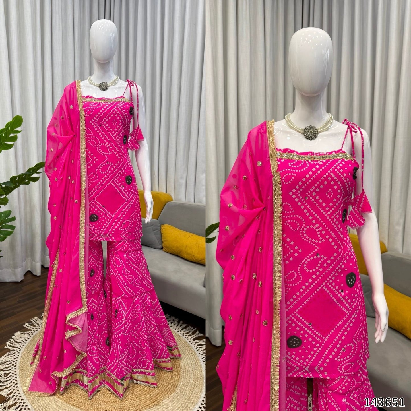 Luxury Faux Georgette Digital Print & Mirror Work Collection