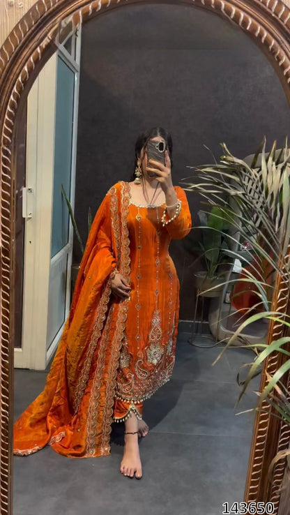 PREMIUM DESIGNER READYMADE TOP–PANT–DUPATTA SET