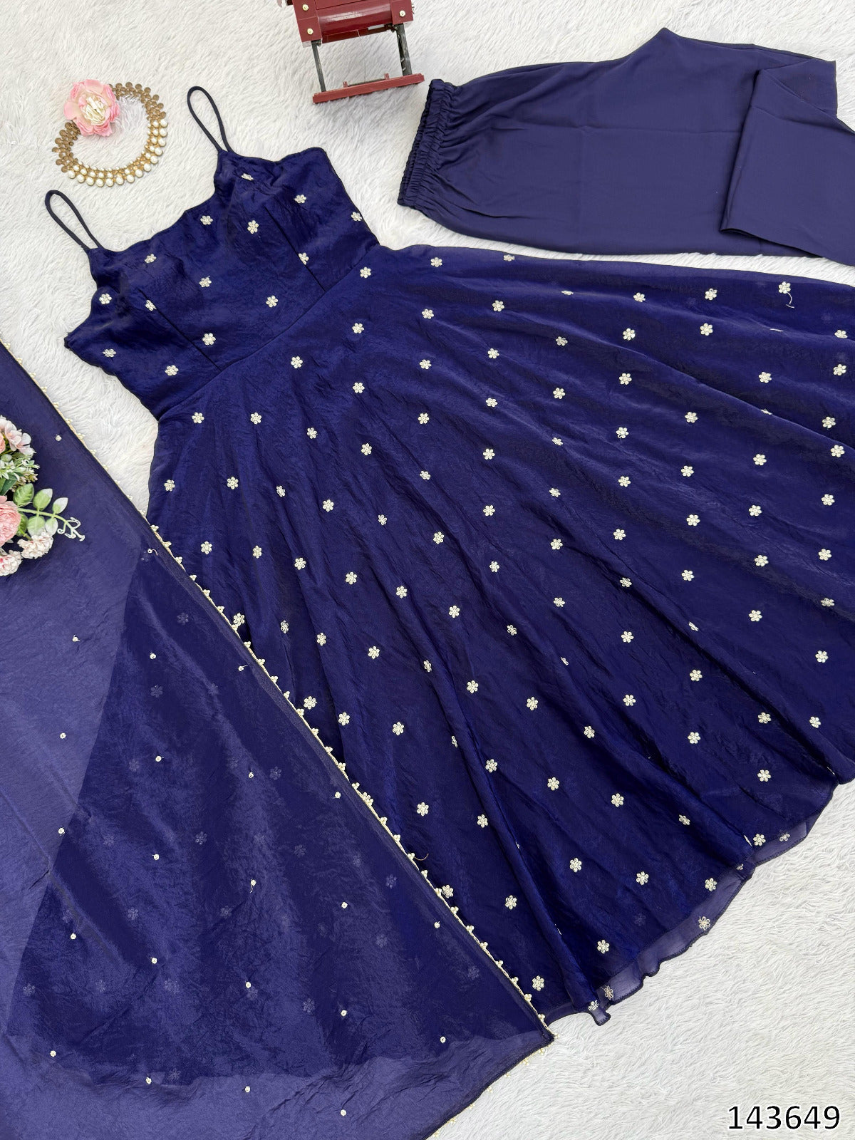 Designer Fendy Silk 3-Piece Set with Embroidered Dupatta