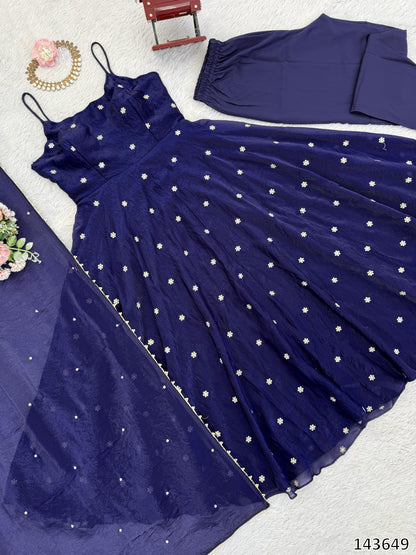 Designer Fendy Silk 3-Piece Set with Embroidered Dupatta