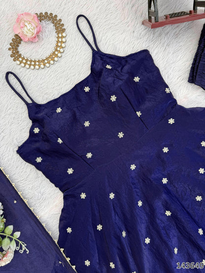 Designer Fendy Silk 3-Piece Set with Embroidered Dupatta