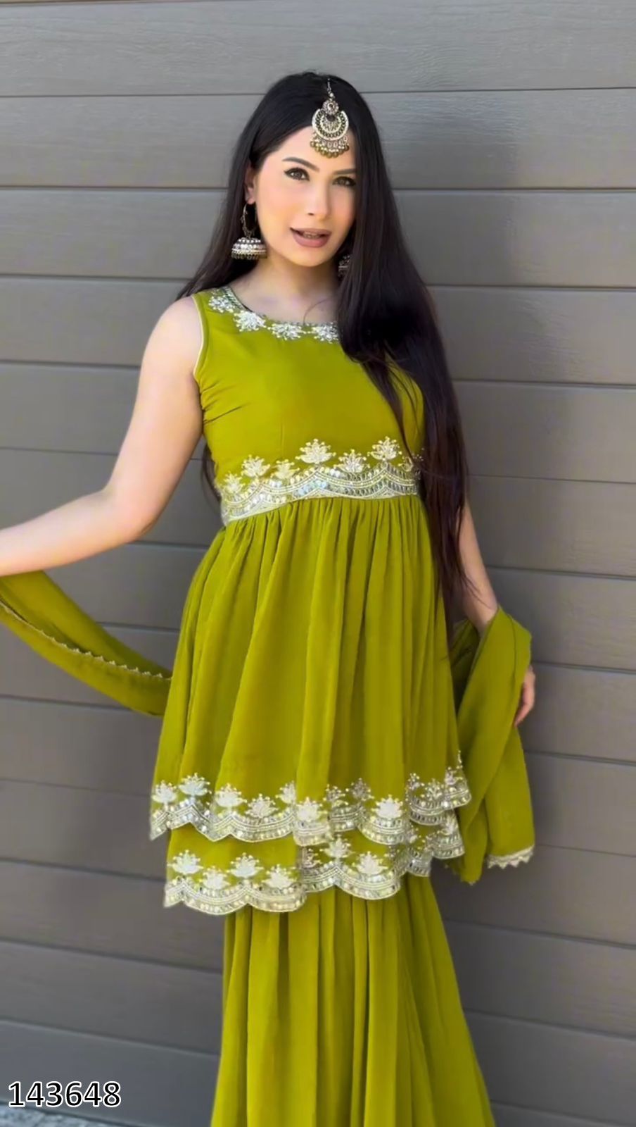 Designer Top–Plazzo–Dupatta Set