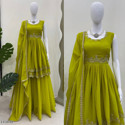 Designer Top–Plazzo–Dupatta Set