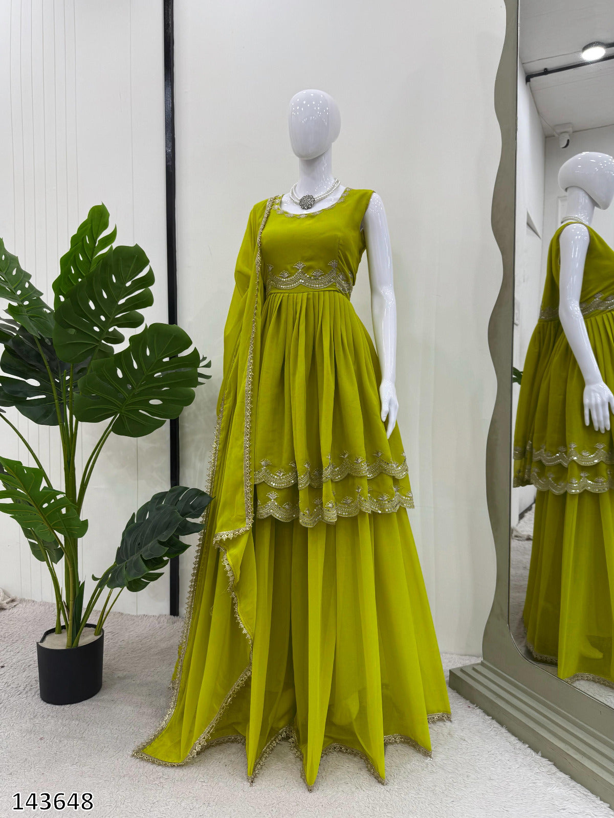 Designer Top–Plazzo–Dupatta Set