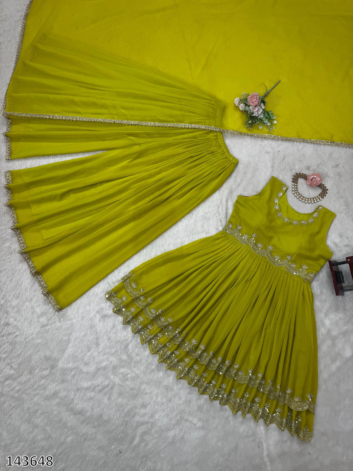 Designer Top–Plazzo–Dupatta Set
