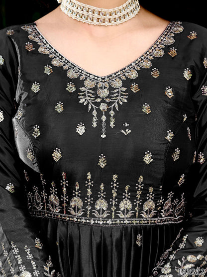 American Silk Fabric Designer Gown Pant Dupatta Set