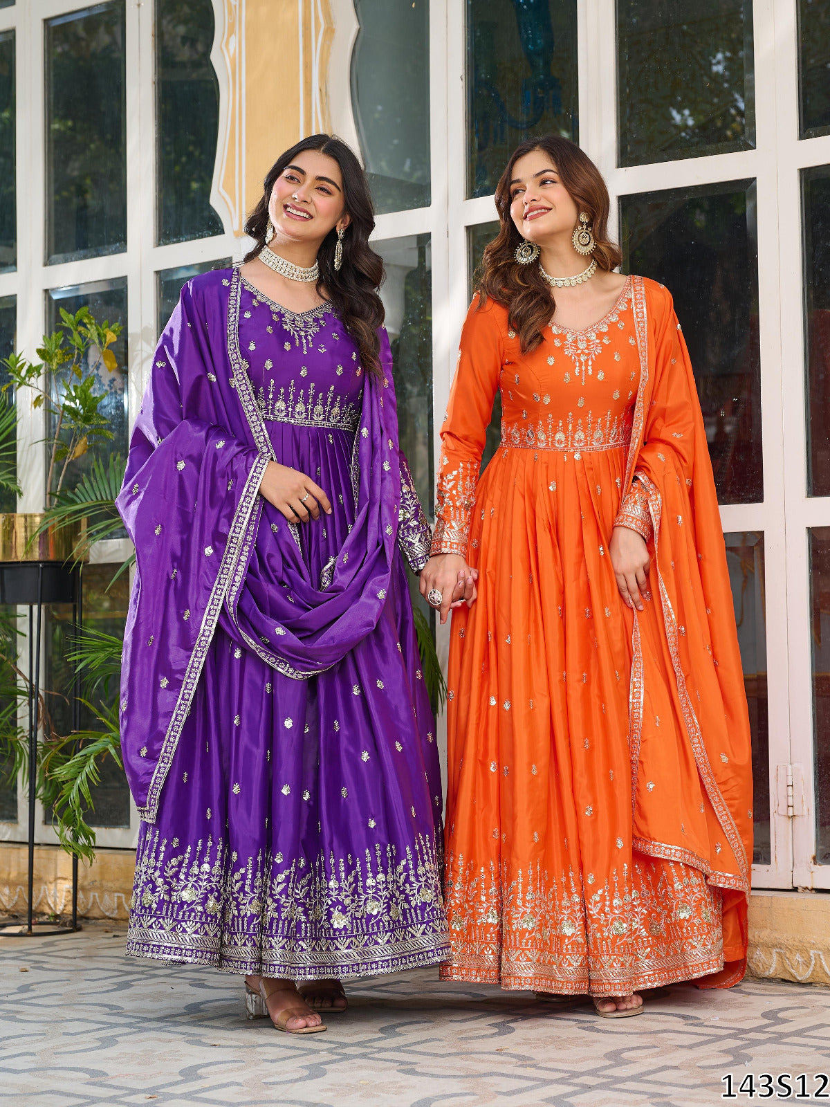 American Silk Fabric Designer Gown Pant Dupatta Set