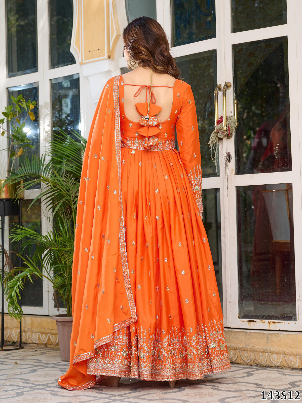 American Silk Fabric Designer Gown Pant Dupatta Set