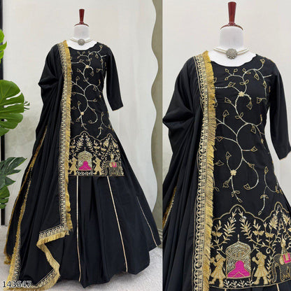 Designer 3-Piece Set – Top, Lehenga & Dupatta