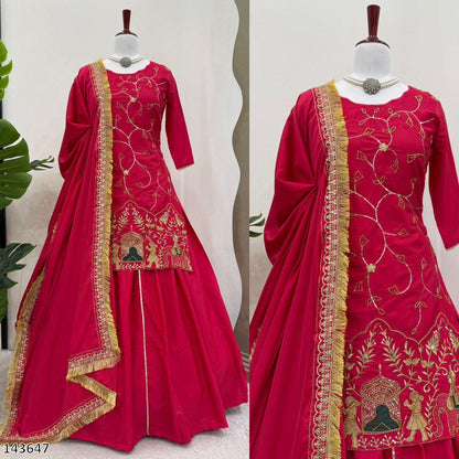 Designer 3-Piece Set – Top, Lehenga & Dupatta