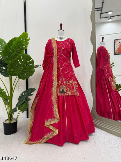 Designer 3-Piece Set – Top, Lehenga & Dupatta