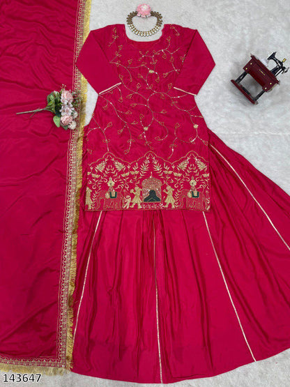 Designer 3-Piece Set – Top, Lehenga & Dupatta