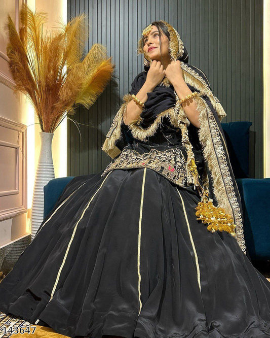 Designer 3-Piece Set – Top, Lehenga & Dupatta