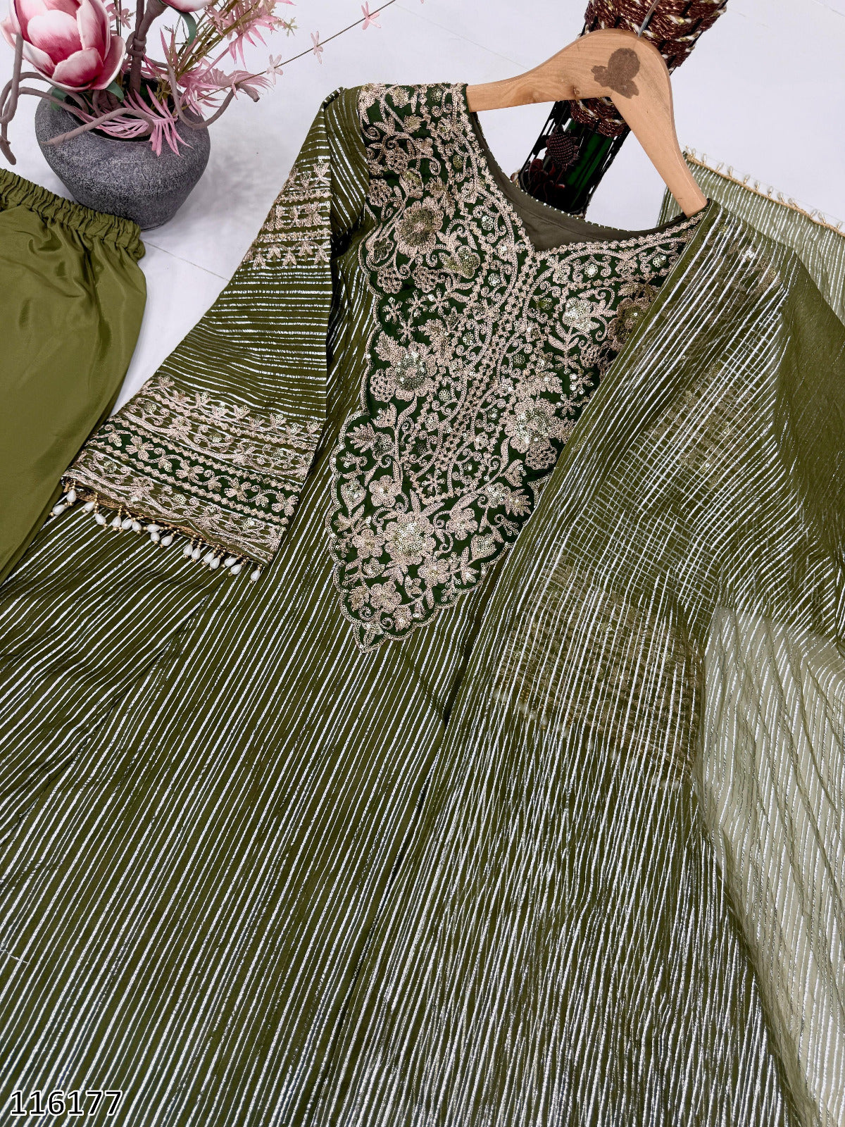 New Designer Eid Special Heavy Embroidery Sequence Fancy Patch Work with Plazzo Set