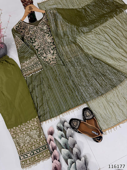 New Designer Eid Special Heavy Embroidery Sequence Fancy Patch Work with Plazzo Set