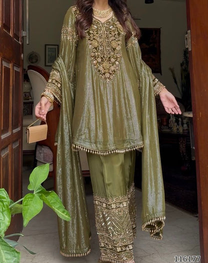 New Designer Eid Special Heavy Embroidery Sequence Fancy Patch Work with Plazzo Set